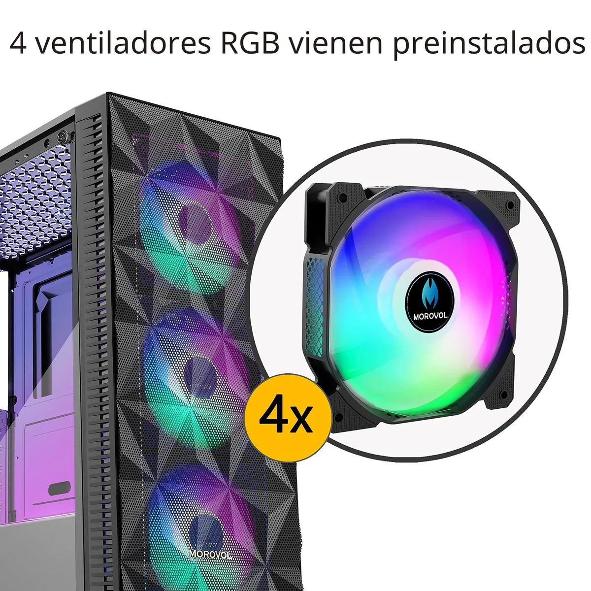 MOROVOL ATX 4 ventiladores RGB foto 2