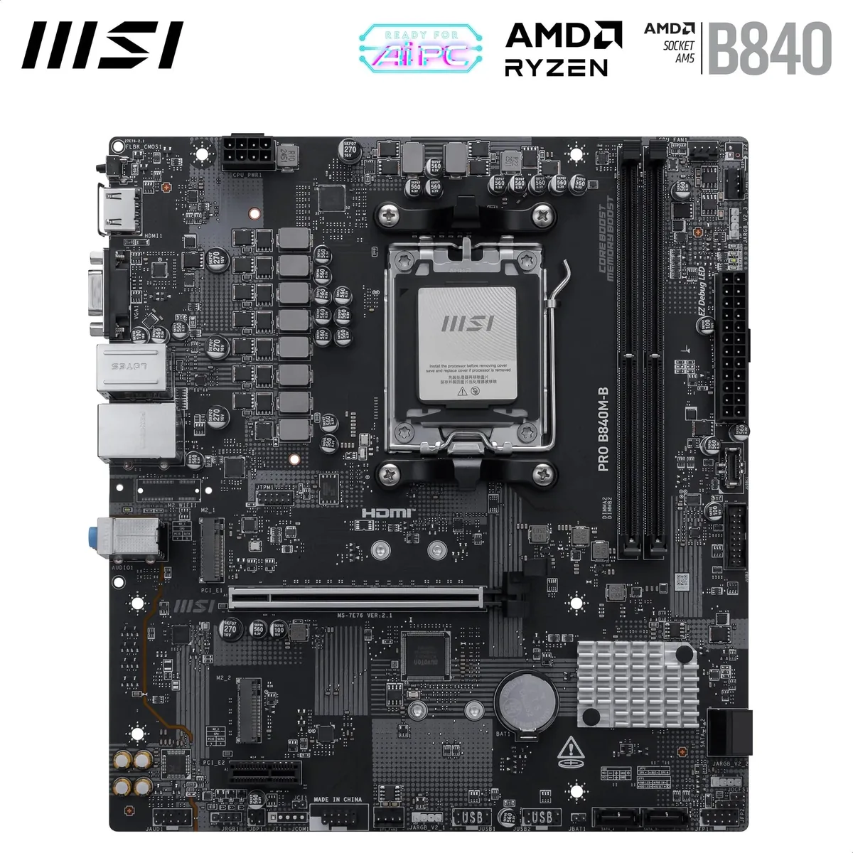 MSI PRO B840M-B mATX (AM5) foto 2