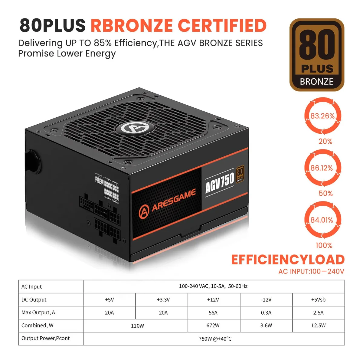 ARESGAME AGV750 750W 80+ Bronze foto 2