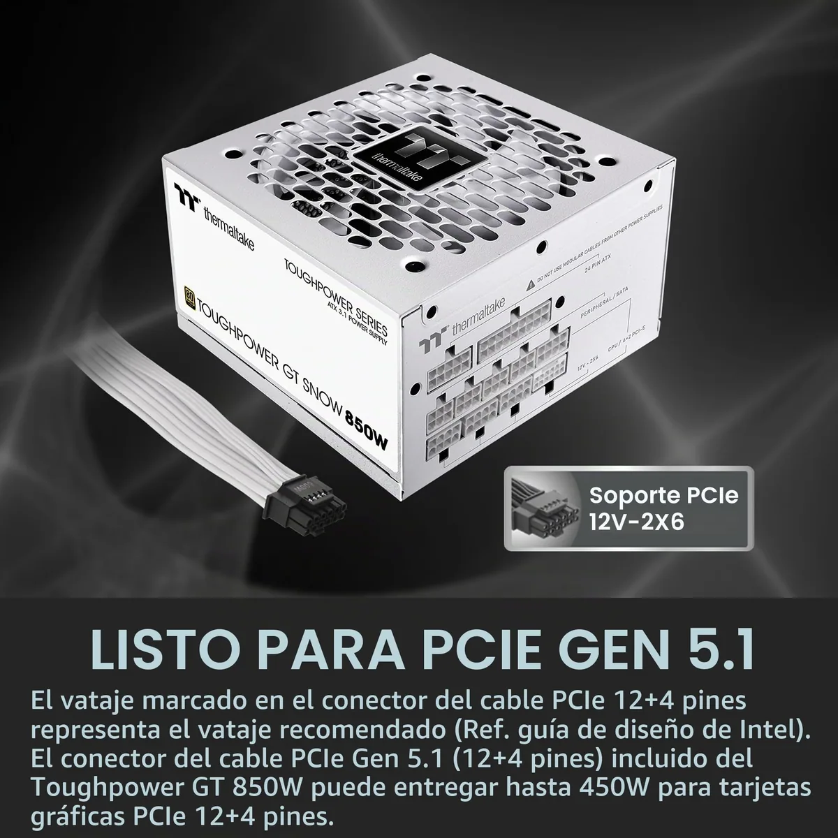 Thermaltake Toughpower GT 850W Snow (blanca) foto 4