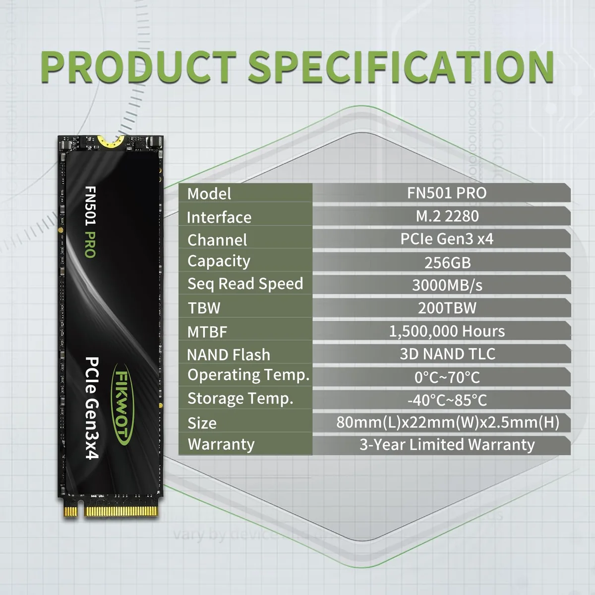 Fikwot FN501 Pro 256GB NVMe PCIe Gen3 foto 5